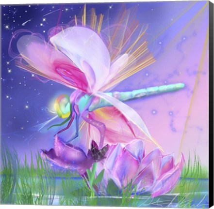 Framed Dragonfly Lotus Print