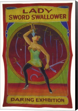Framed Lady Sword Swallower Print