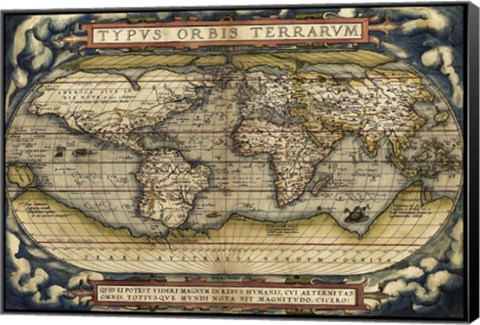 Framed Cosmos-Ortelius World Map 1570 Print