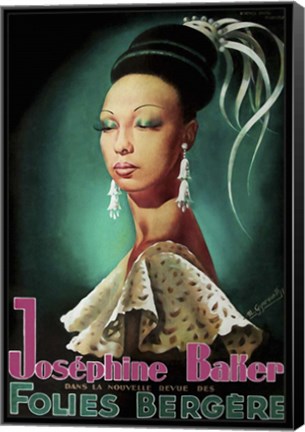 Framed Josephine Baker - Folies Bergere Print