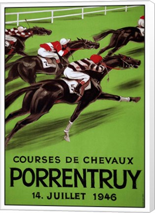 Framed Laubi Hugo Courses Chevaux Porrentruy Year-1946 Print