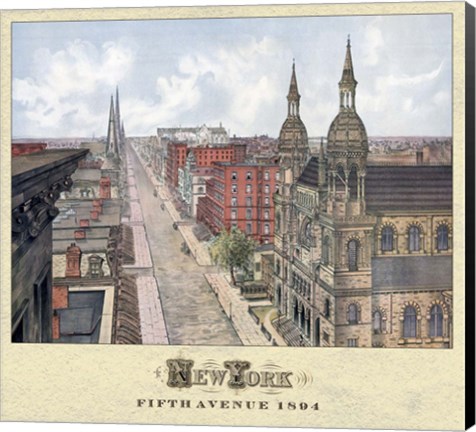 Framed New York 5th Ave 1894 Print