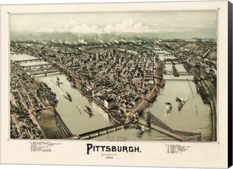 Framed Pittsburgh Pennsylvania 1902 Print