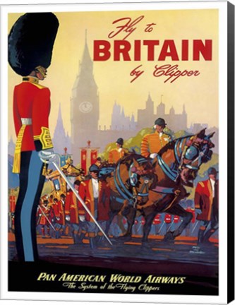 Framed Fly to Britain by Clipper Print