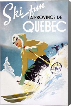Framed Ski Fun Quebec Print