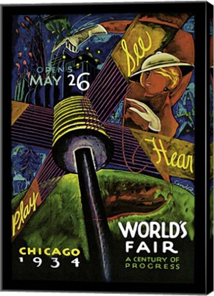 Framed Chicago World&#39;s Fair 1934 Print