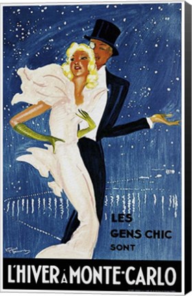 Framed L'Hiver a Monte Carlo Print