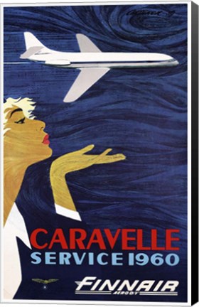 Framed Caravelle Service 1960 Finnair Print