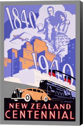 Framed 1840 New Zealand Centennial Print