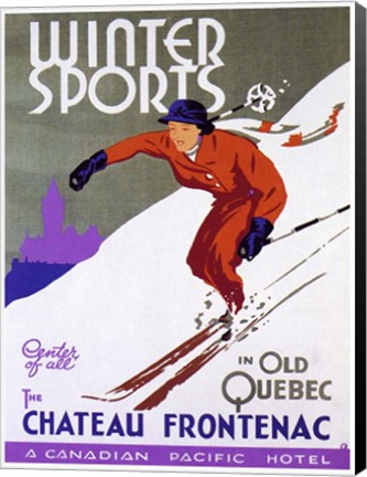 Framed Winter Sports Chateau Frontenac Print