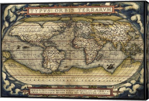 Framed Cosmos-Ortelius World Map 1570 Print