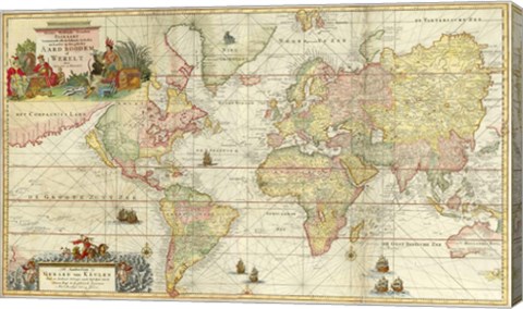 Framed World Map By Gerard Van Keulen Print