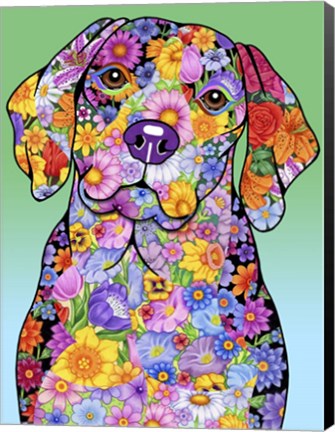 Framed Flowers Beagle Print