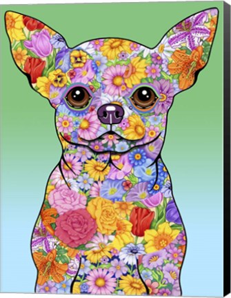 Framed Flowers Chihuahua Print
