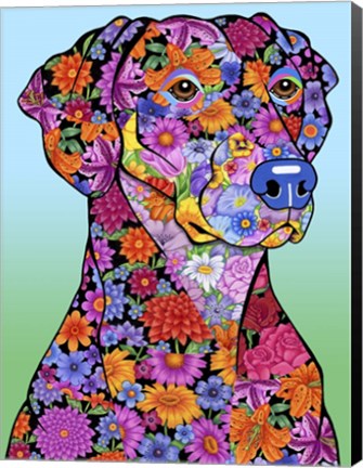 Framed Flowers Doberman Print