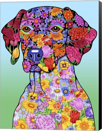 Framed Flowers German Pointer Print