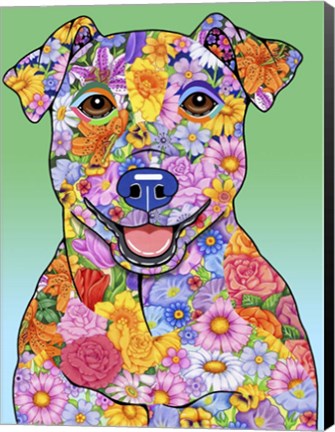 Framed Flowers Jack Russell Print