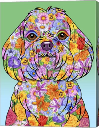 Framed Flowers Maltese Print