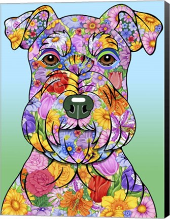 Framed Flowers Schnauzer Print