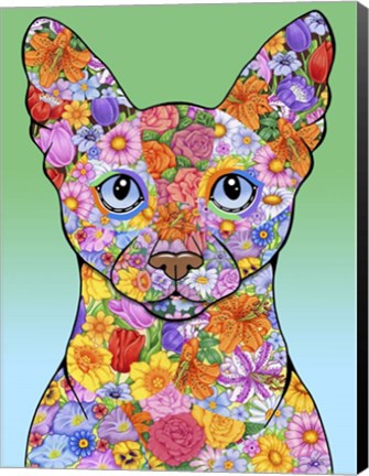 Framed Flowers Siamese Cat Print