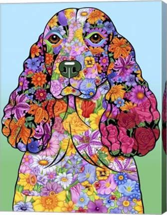 Framed Flowers Springer Spaniel Print