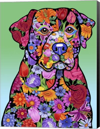 Framed Flower Black Lab Print