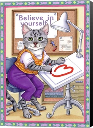 Framed Artist Cat Print