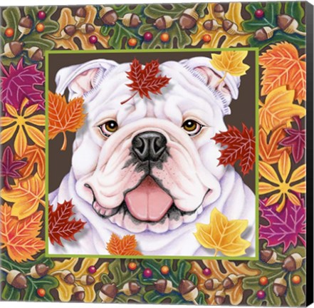 Framed Autumn Bulldog Print