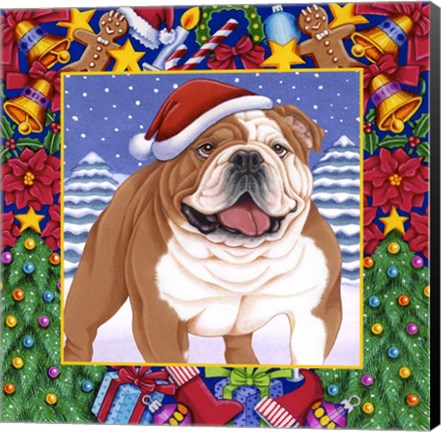 Framed Christmas Bulldog Print