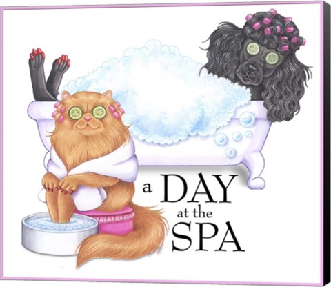 Framed Spa Poodle Persian Print