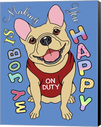 Framed French Bulldog Graphic Style Print