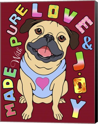 Framed Pug Graphic Style Print