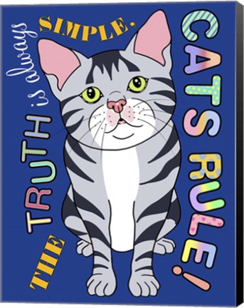 Framed Tabby Cat Graphic Style Print
