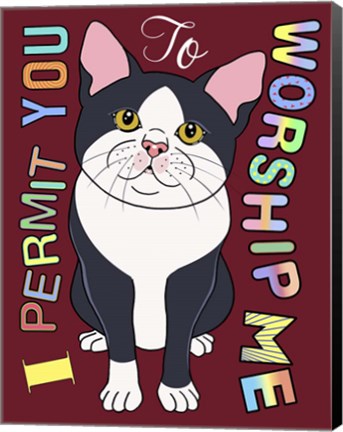 Framed Tuxedo Cat Graphic Style Print