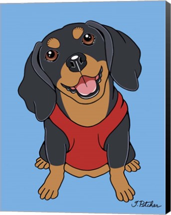Framed Dachshund Black Tan Print