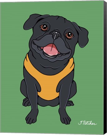 Framed Pug Black Print