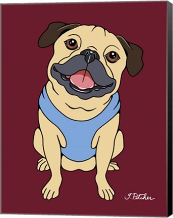 Framed Pug Fawn Print