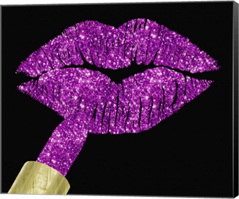Framed Pink Glitter Lipstick Print
