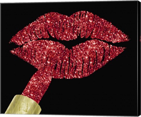 Framed Red Glitter Lipstick Print