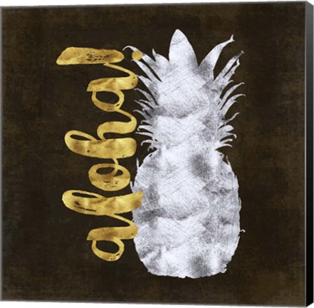 Framed Aloha Silver &amp; Gold I Print