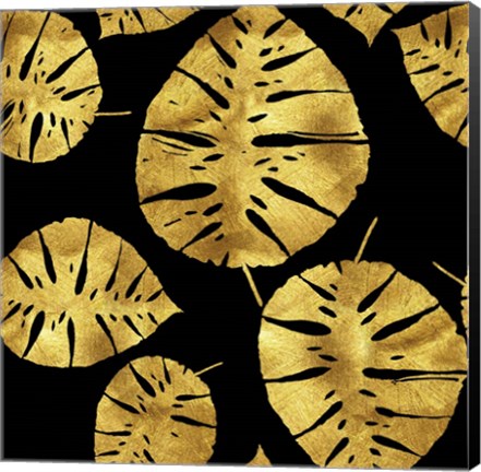 Framed Tropiques dores Noir Print