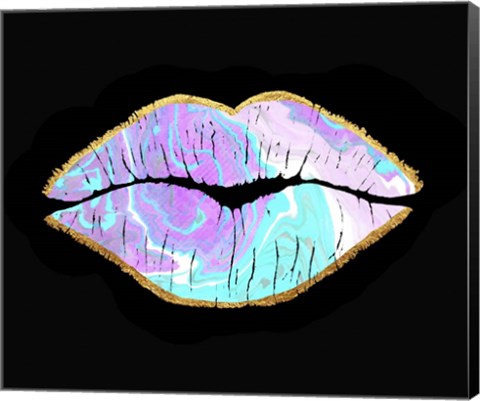 Framed Marble and Gold Lips Print