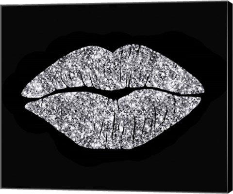 Framed Silver Glitter Kiss Print