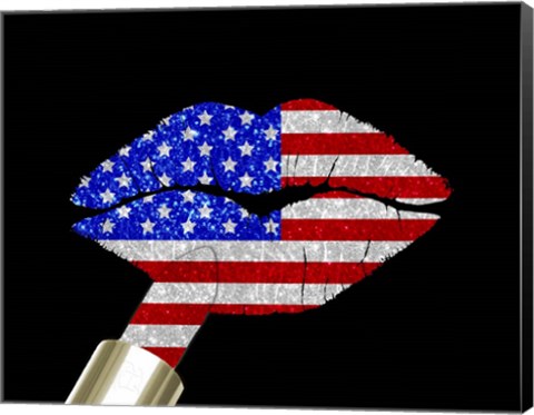 Framed Patriotic Lips I Print