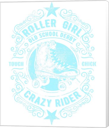 Framed Roller Girl Aqua Tee Print