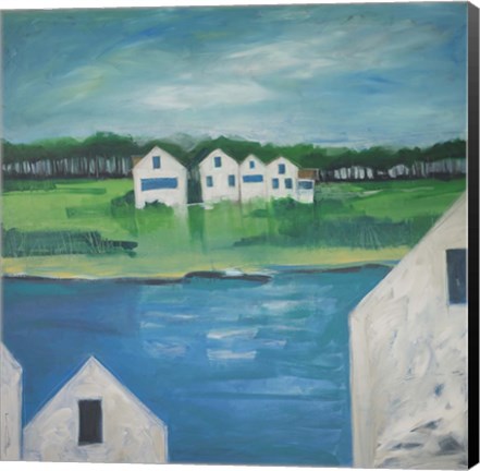 Framed Settlement By Lake Print