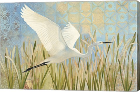 Framed Snowy Egret in Flight v2 Print