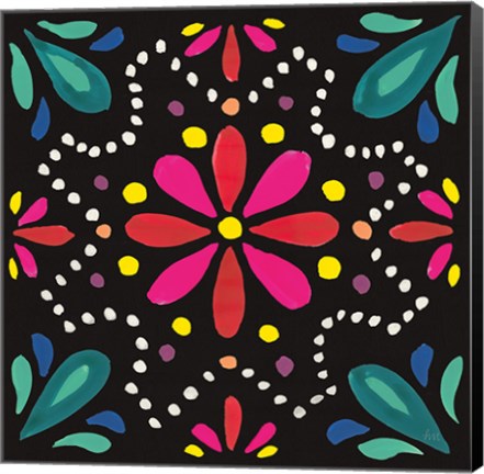 Framed Floral Fiesta Tile II Print