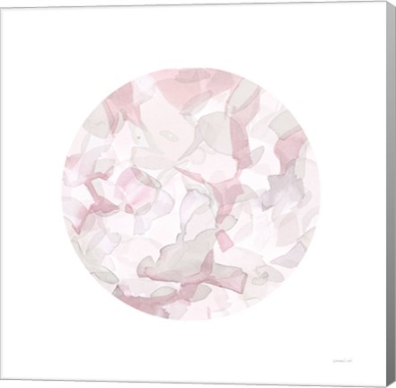 Framed Leafy Abstract Circle II Blush Gray Print