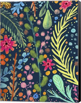 Framed Les Prairies Navy Print